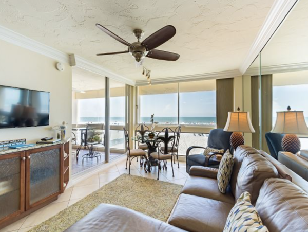 Views of the gulf from the bedroom and living room